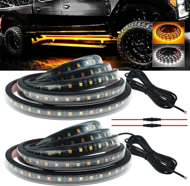 YEORO 2pcs 59" Truck LED Strip Lights - 3-in-1 Amber Turn Signal & Side Marker Lights, Waterproof & Flexible for Truck Pickup Car SUVs Van Camper - Image 1